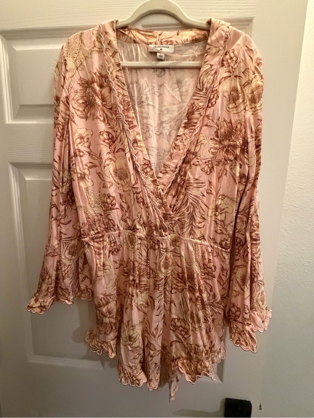 Free People Blush Pink Floral Wrap Tunic